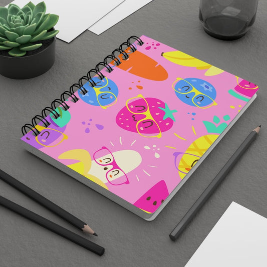 Fruits in Sunglasses Spiral Bound Journal - Puffin Lime