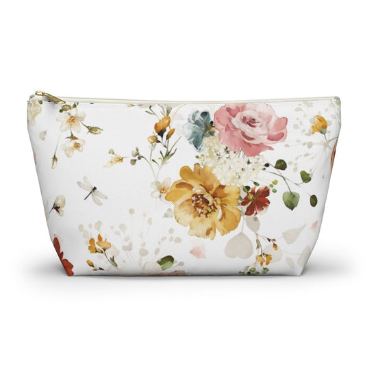 Garden Flowers Accessory Pouch w T-bottom - Puffin Lime
