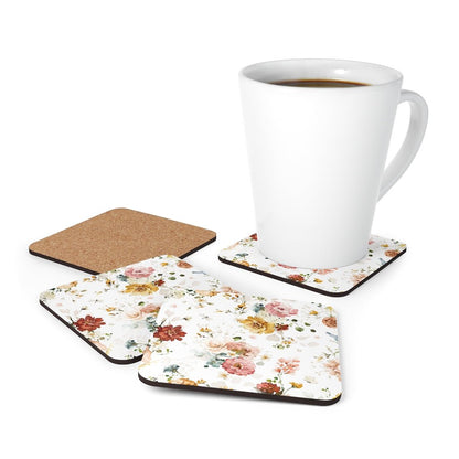 Garden Flowers Corkwood Coaster Set - Puffin Lime