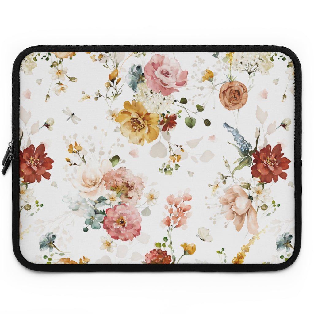 Garden Flowers Laptop Sleeve - Puffin Lime