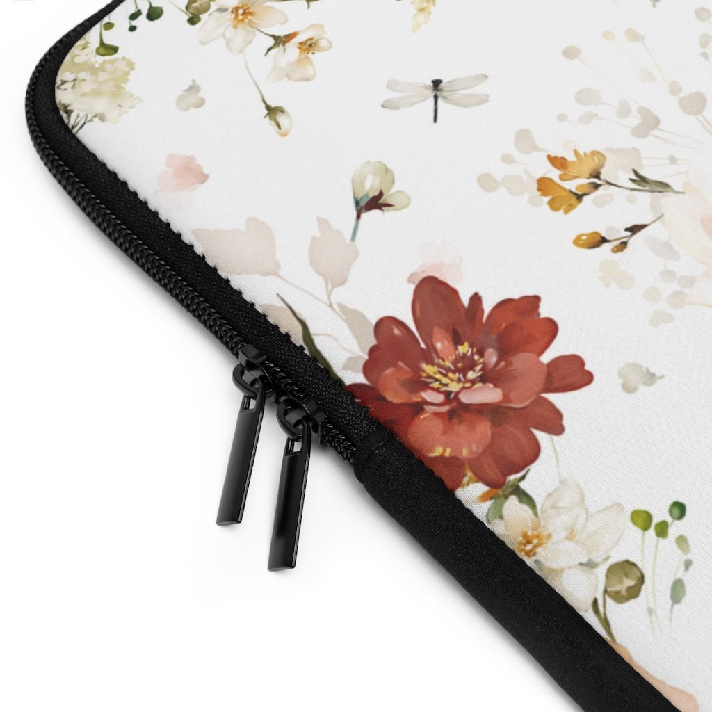 Garden Flowers Laptop Sleeve - Puffin Lime
