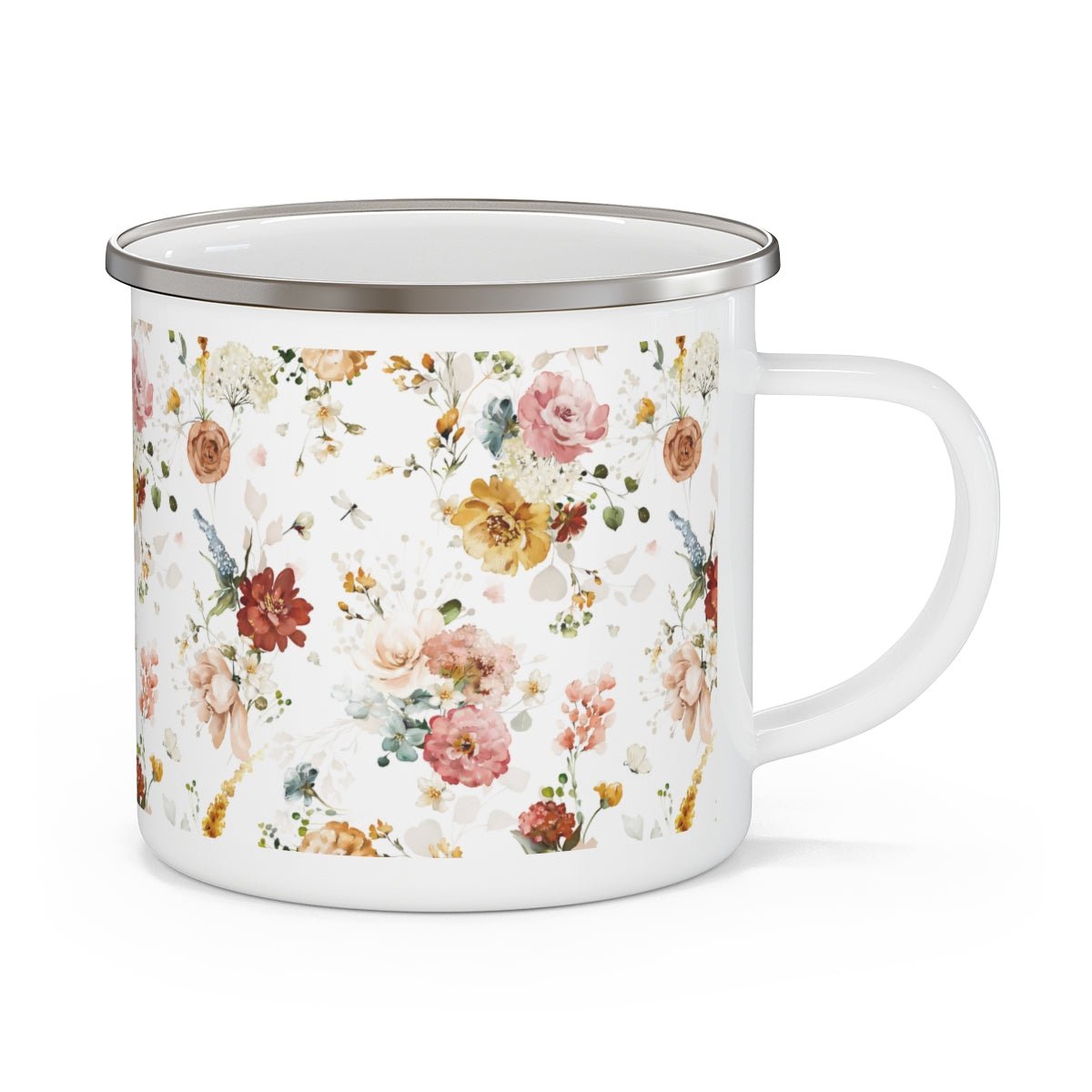 Garden Flowers Stainless Steel Camping Mug - Puffin Lime