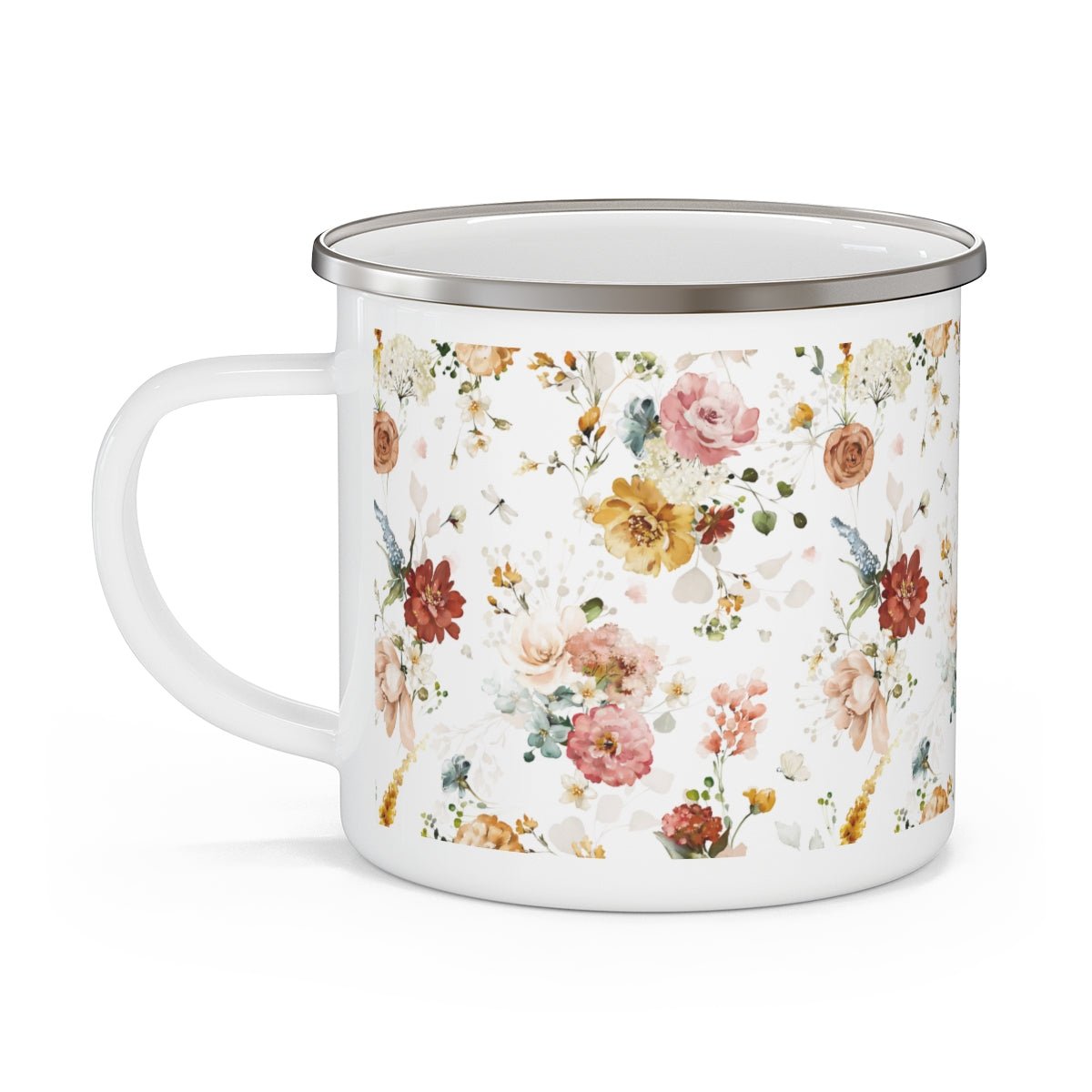 Garden Flowers Stainless Steel Camping Mug - Puffin Lime