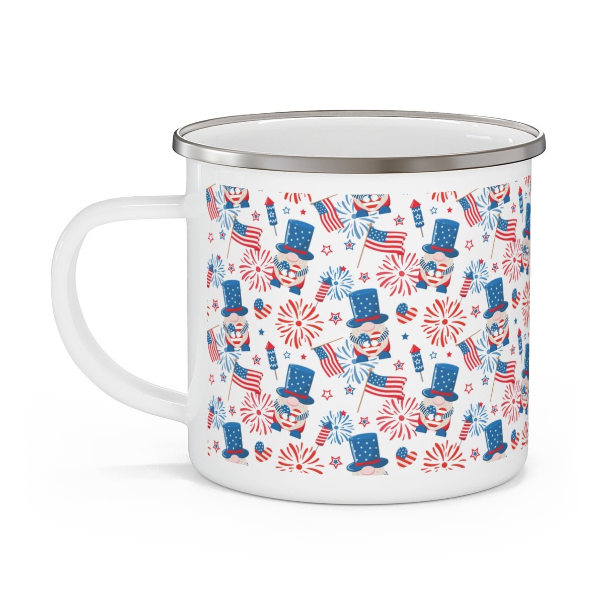 Gnomes and Flags Stainless Steel Camping Mug - Puffin Lime