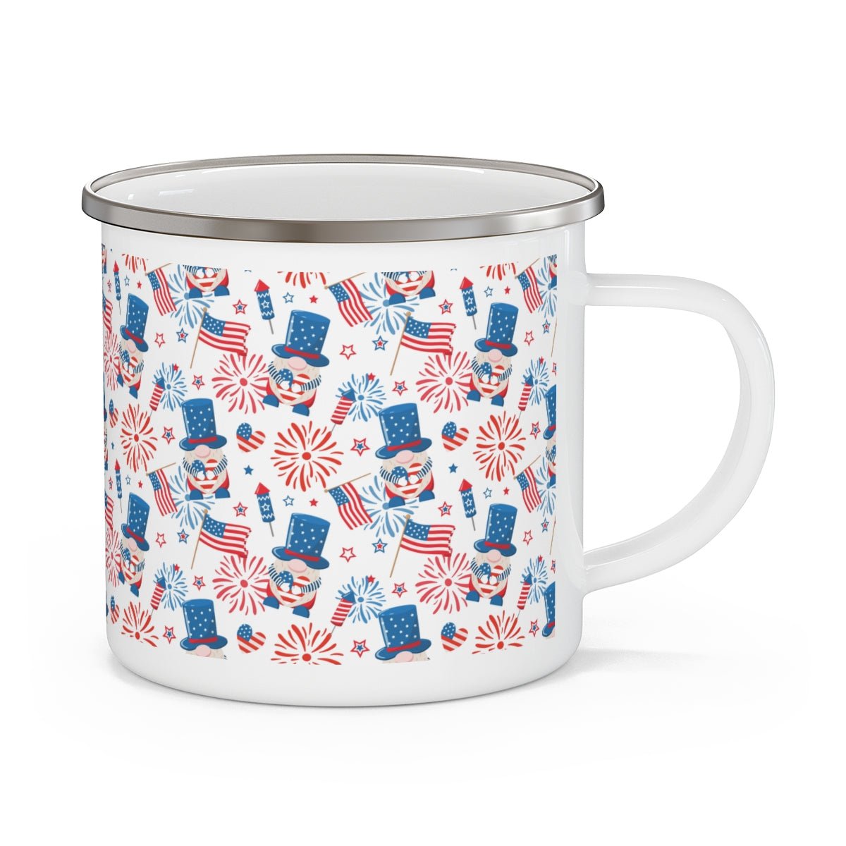 Gnomes and Flags Stainless Steel Camping Mug - Puffin Lime