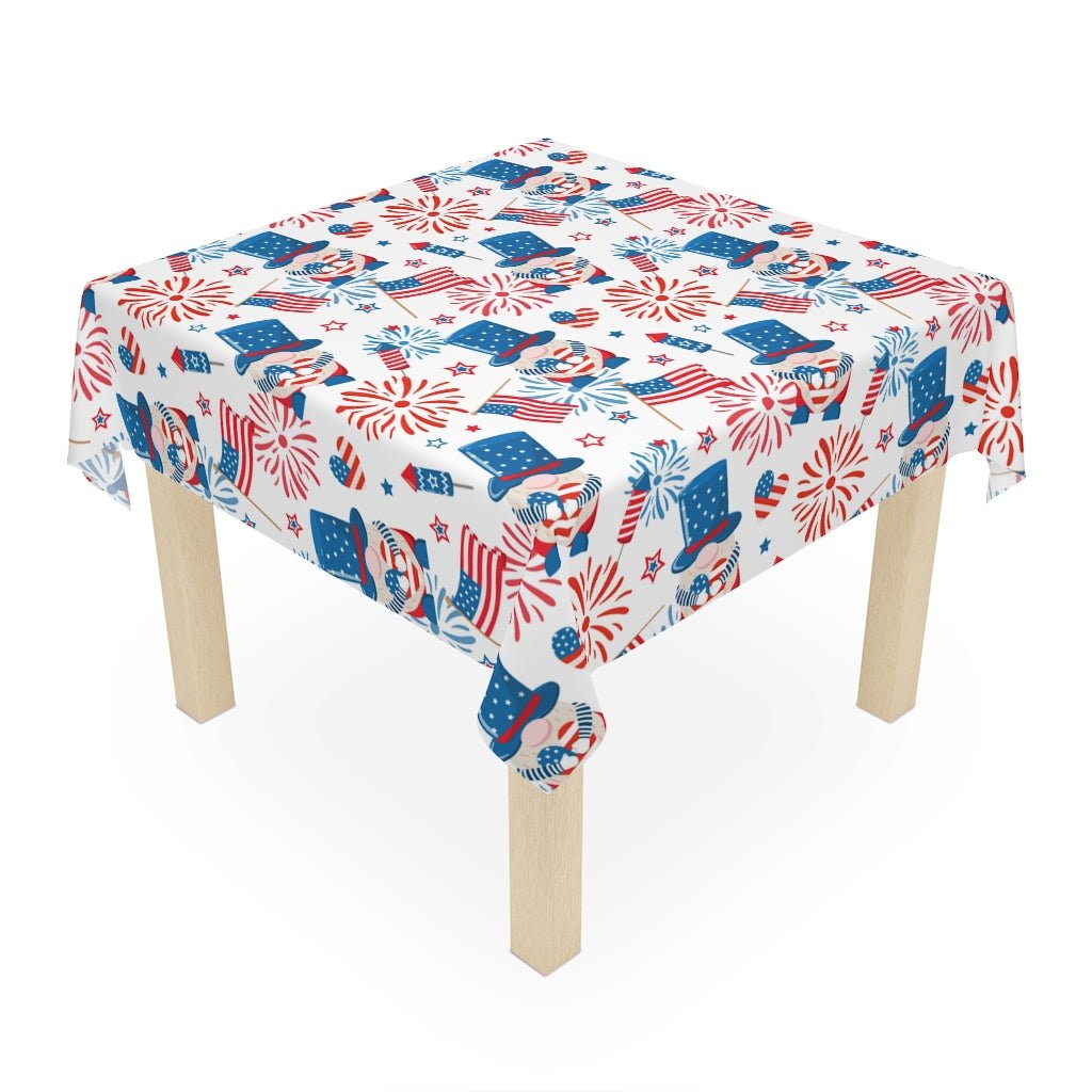 Gnomes and Flags Tablecloth - Puffin Lime