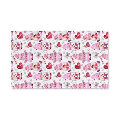 Gnomes and Hearts Hand Towel - Puffin Lime