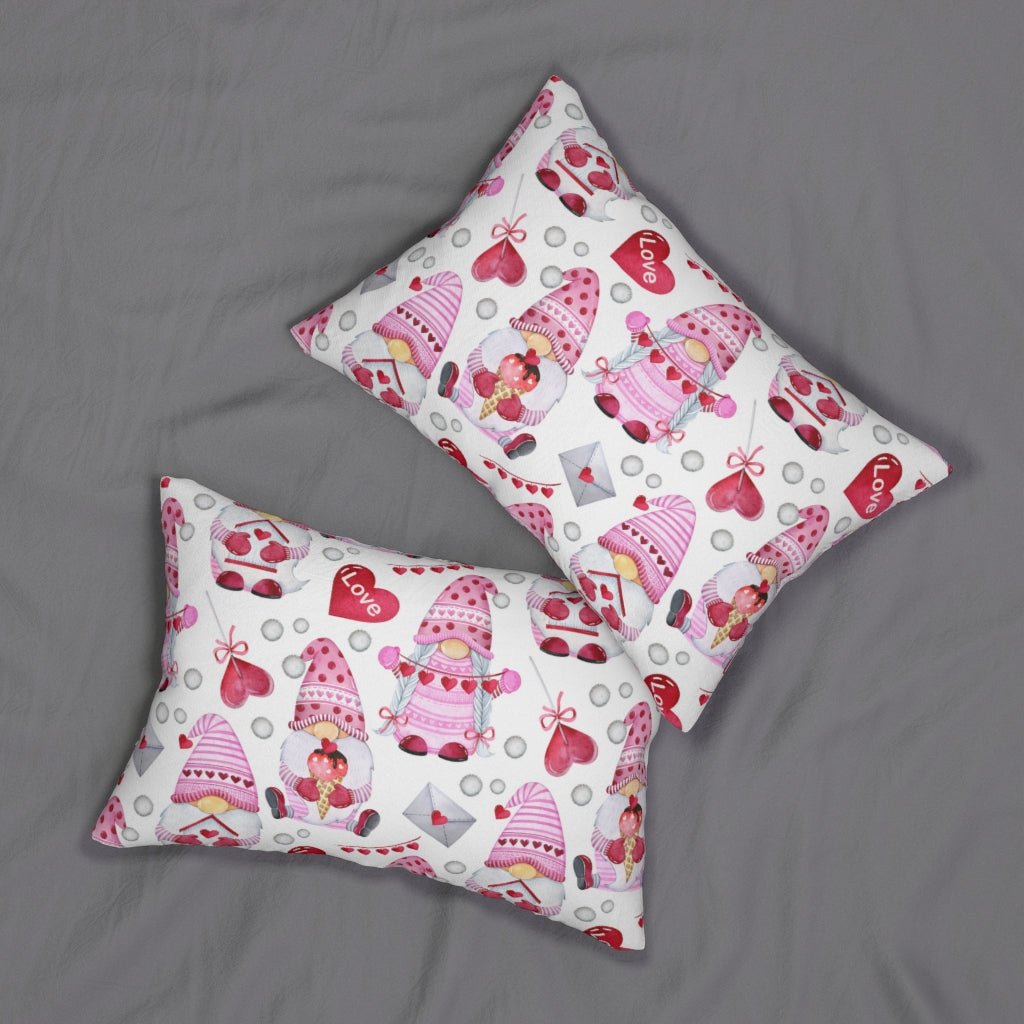 Gnomes and Hearts Lumbar Pillow - Puffin Lime