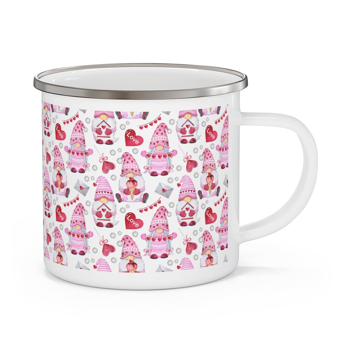 Gnomes and Hearts Stainless Steel Camping Mug - Puffin Lime