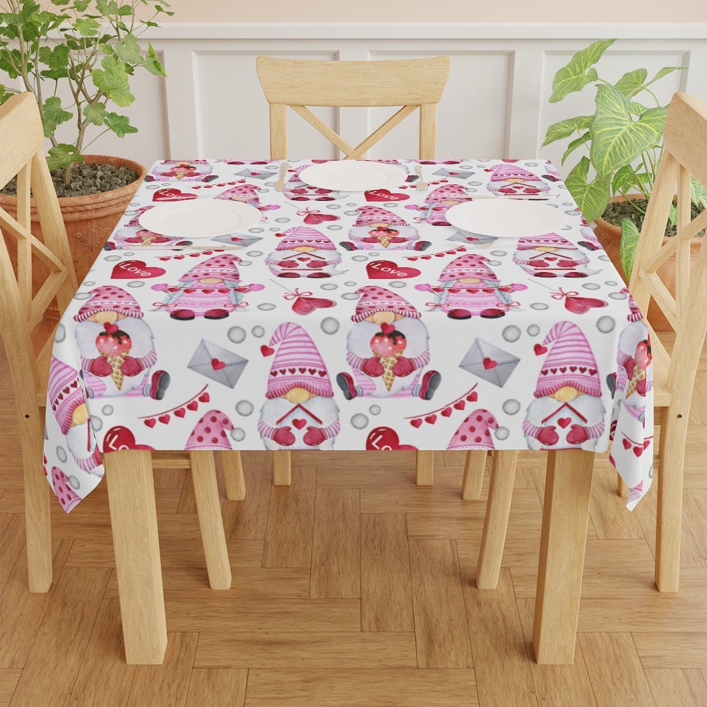 Gnomes and Hearts Table Cloth - Puffin Lime