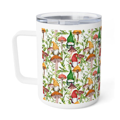 Gnomes and Mushrooms Insulated Coffee Mug - Puffin Lime