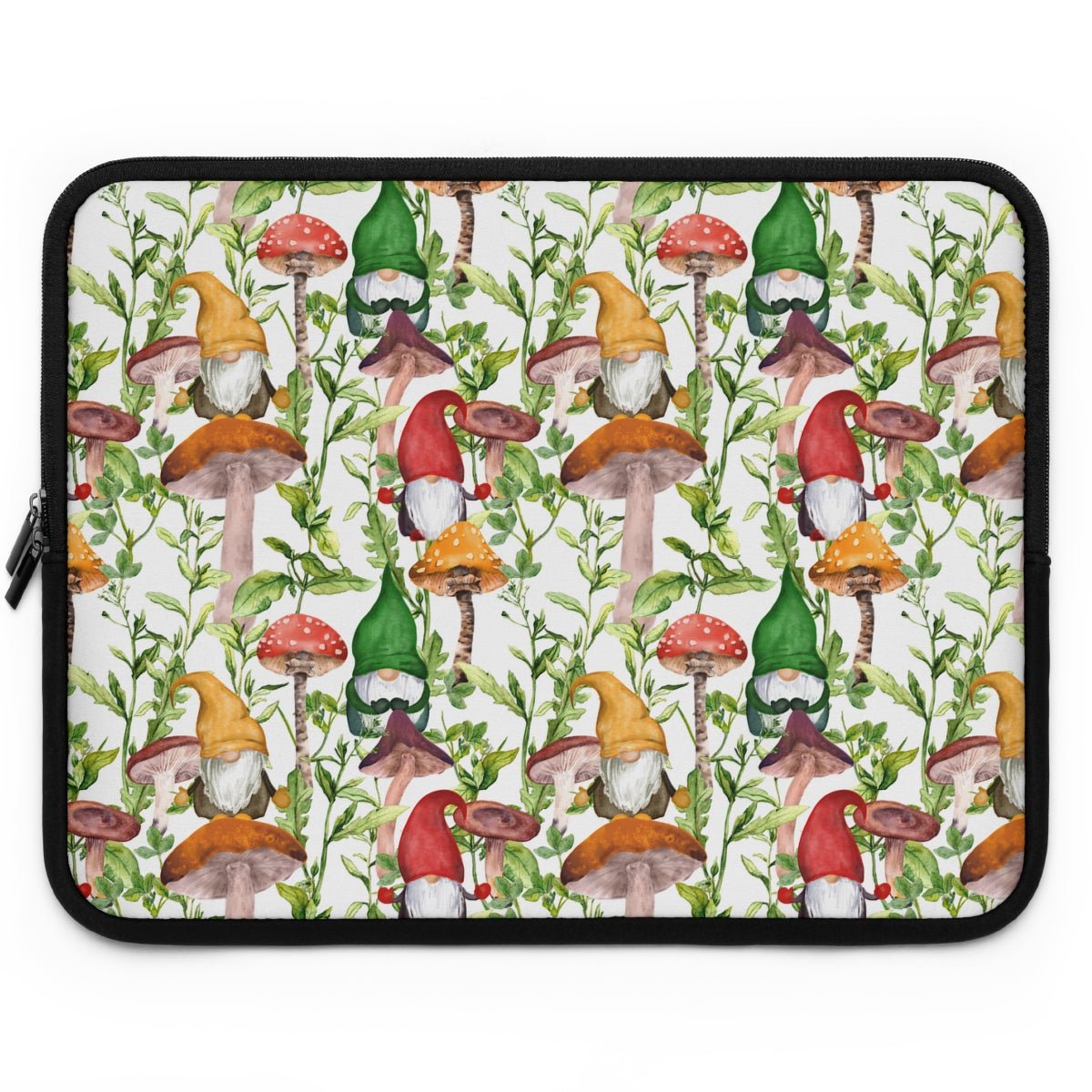 Gnomes and Mushrooms Laptop Sleeve - Puffin Lime