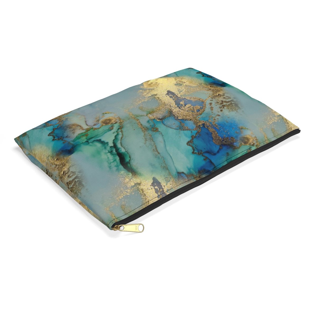 Gold and Blue Marble Accessory Pouch - Puffin Lime