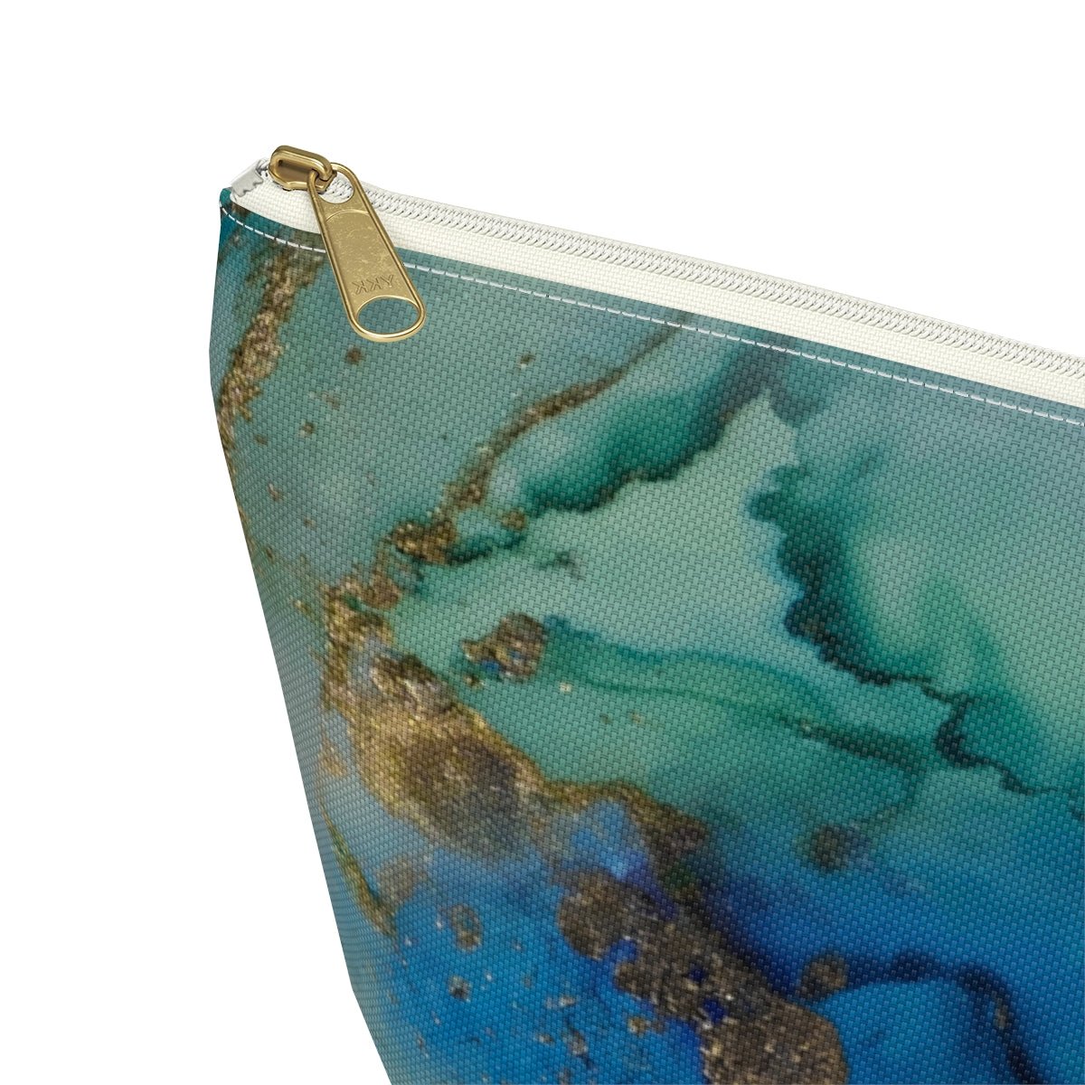 Gold and Blue Marble Accessory Pouch w T-bottom - Puffin Lime