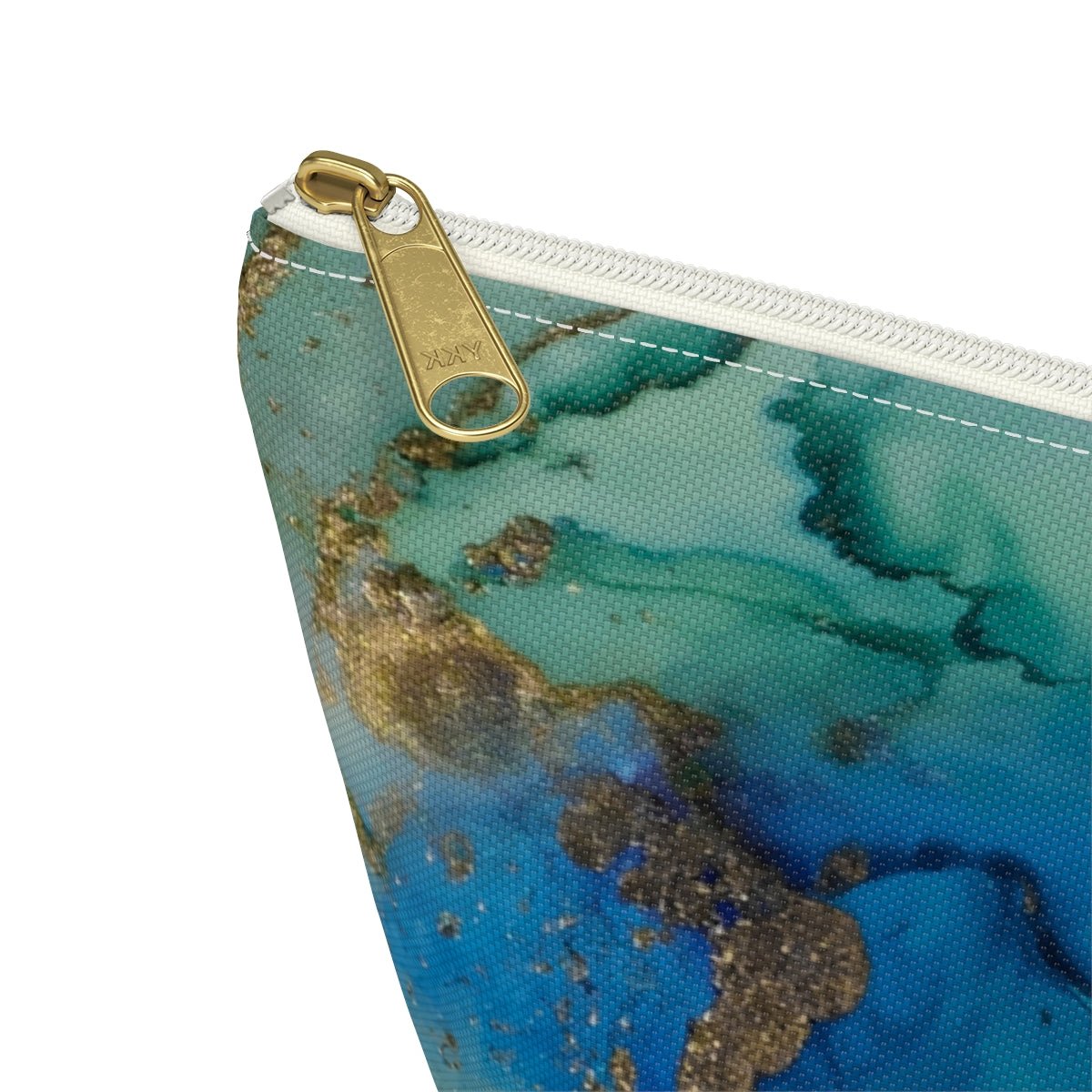 Gold and Blue Marble Accessory Pouch w T-bottom - Puffin Lime