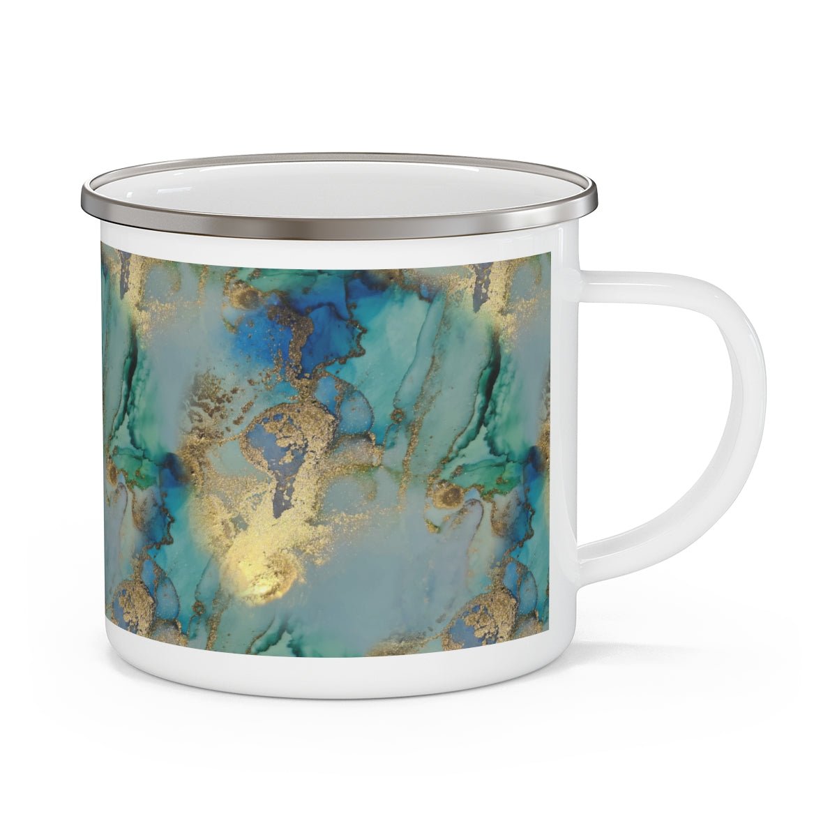 Gold and Blue Marble Enamel Camping Mug - Puffin Lime