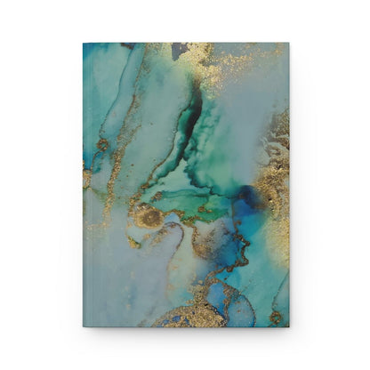 Gold and Blue Marble Hardcover Journal - Puffin Lime