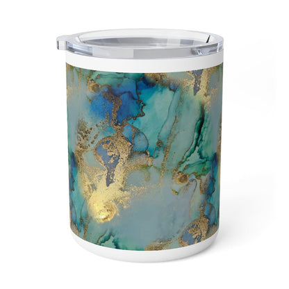 Gold and Blue Marble Insulated Coffee Mug, 10oz - Puffin Lime