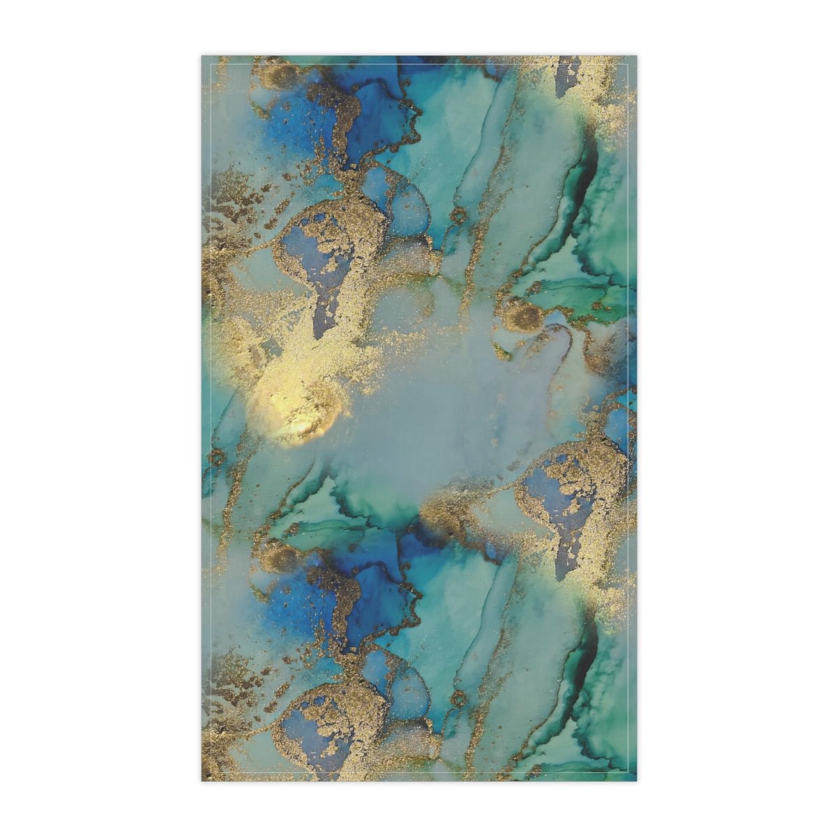 Gold and Blue Marble Kitchen Towel - Puffin Lime