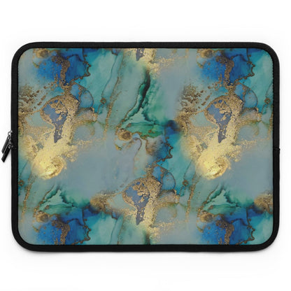 Gold and Blue Marble Laptop Sleeve - Puffin Lime