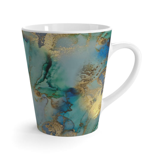 Gold and Blue Marble Latte Mug - Puffin Lime