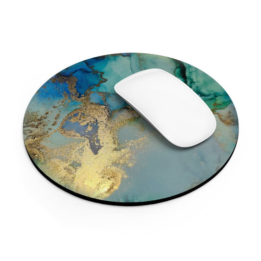 Gold and Blue Marble Mouse Pad - Puffin Lime