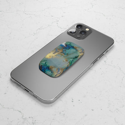 Gold and Blue Marble Phone Click-On Grip - Puffin Lime