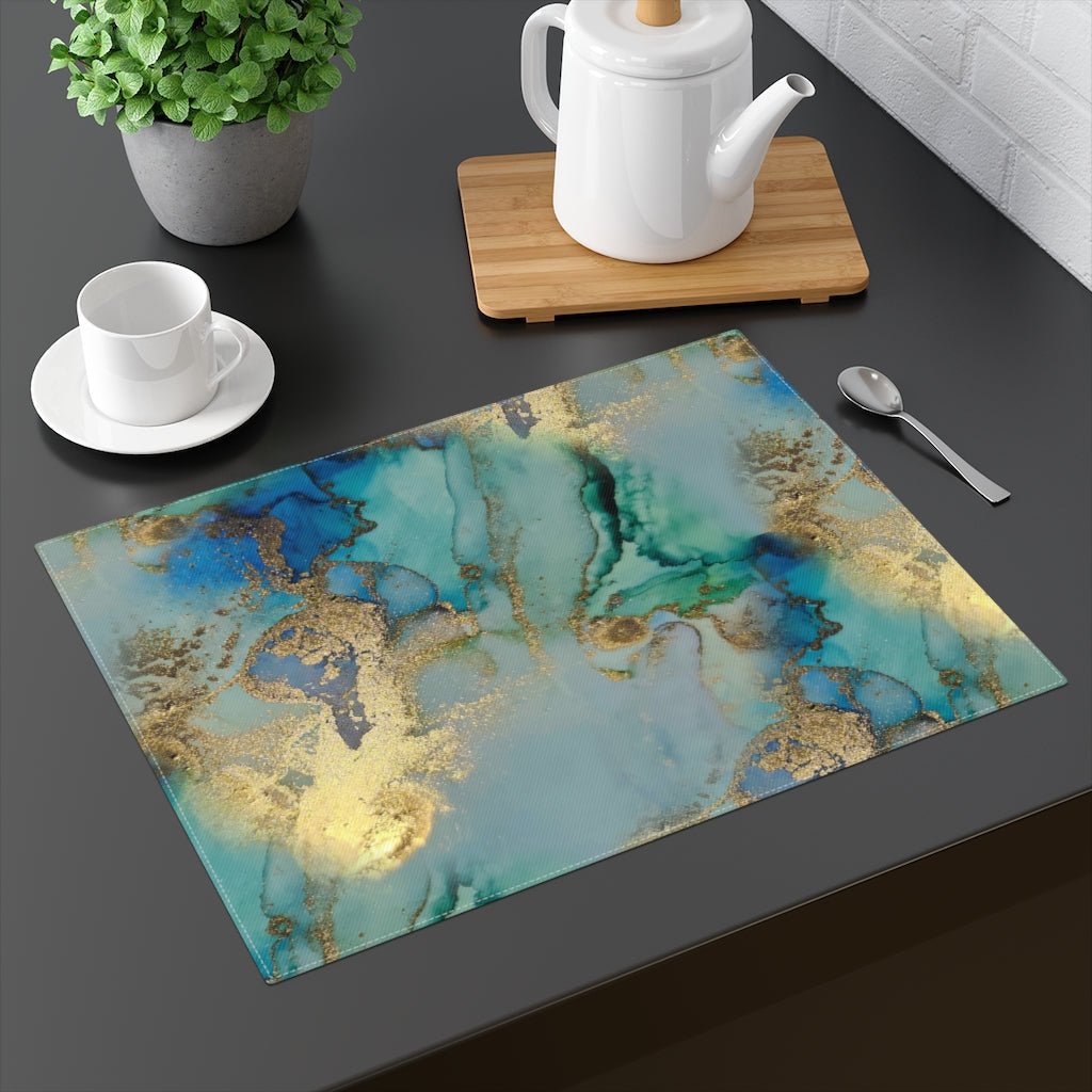 Gold and Blue Marble Placemat - Puffin Lime