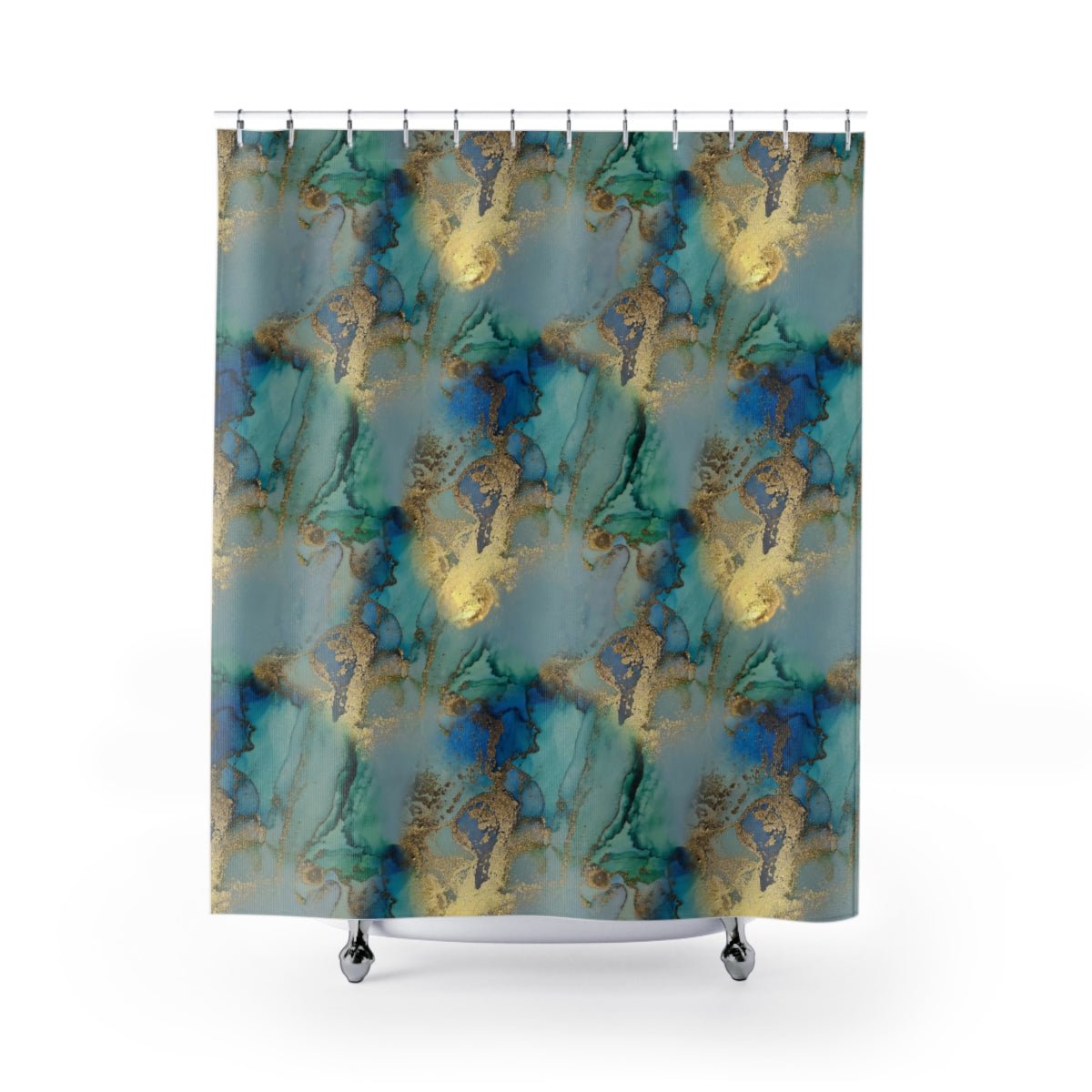 Gold and Blue Marble Shower Curtain - Puffin Lime