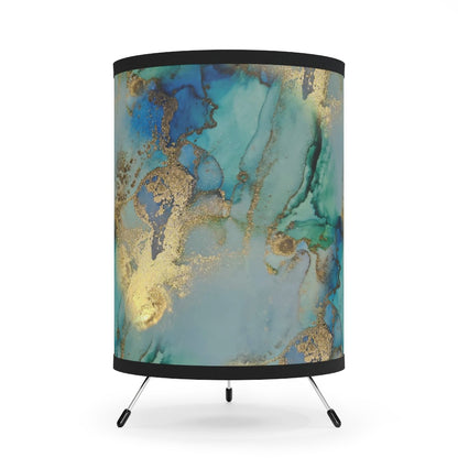 Gold and Blue Marble Tripod Lamp - Puffin Lime