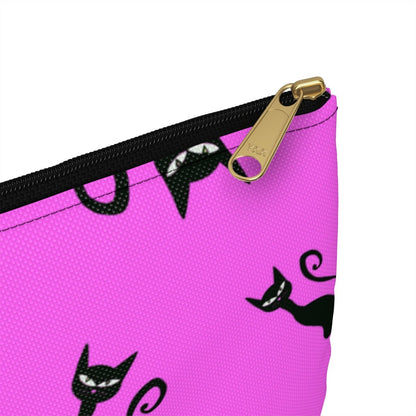 Halloween Black Siamese Cats Accessory Pouch - Puffin Lime