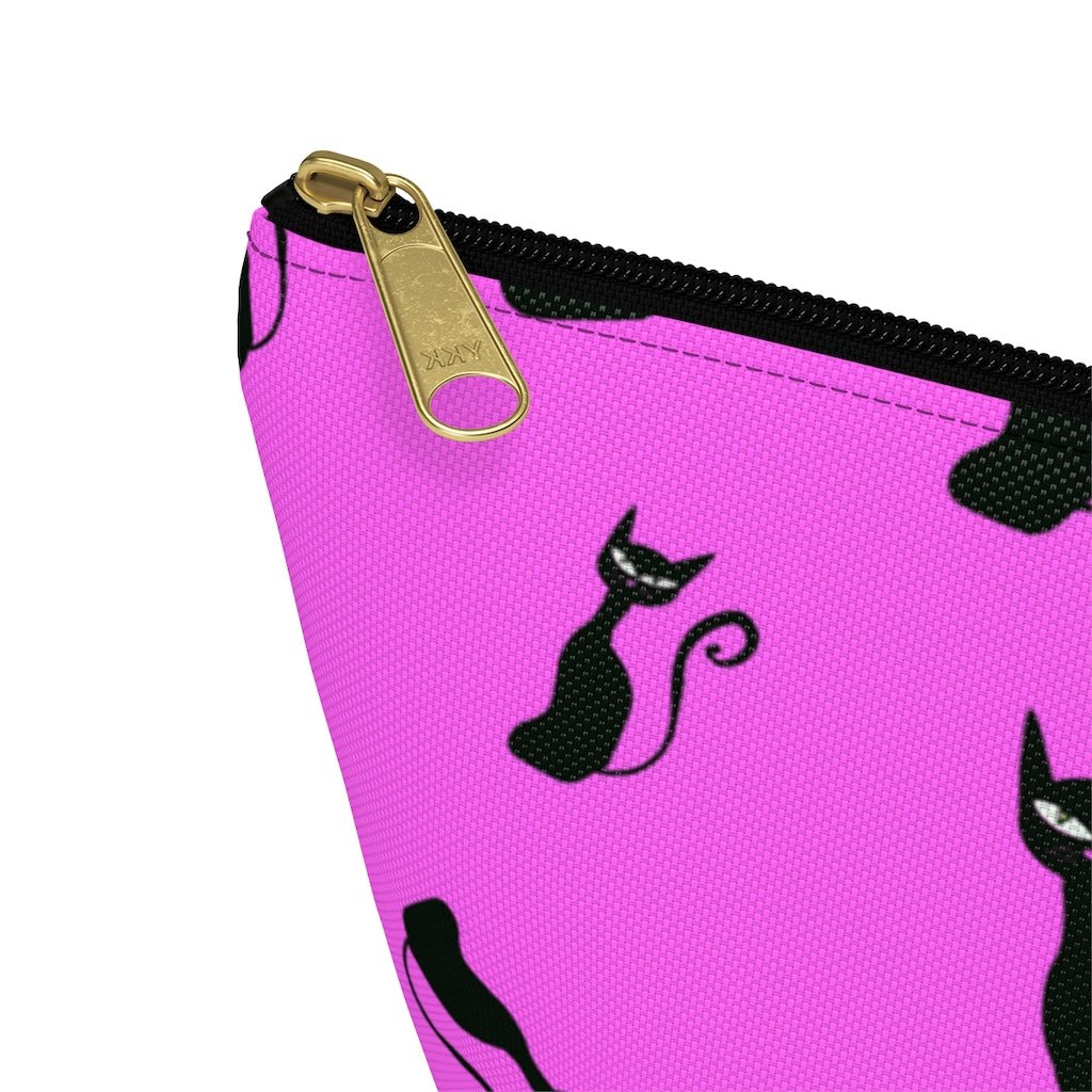 Halloween Black Siamese Cats Accessory Pouch w T-bottom - Puffin Lime