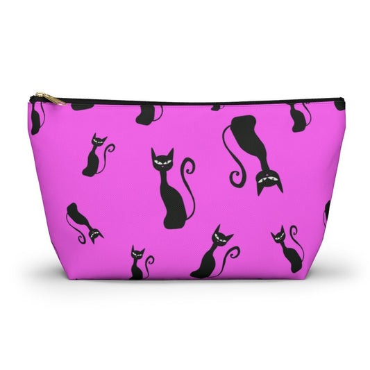 Halloween Black Siamese Cats Accessory Pouch w T-bottom - Puffin Lime