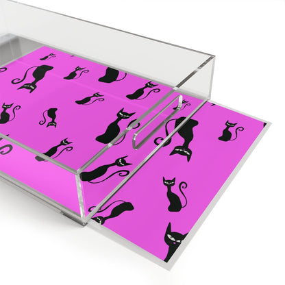 Halloween Black Siamese Cats Acrylic Serving Tray - Puffin Lime