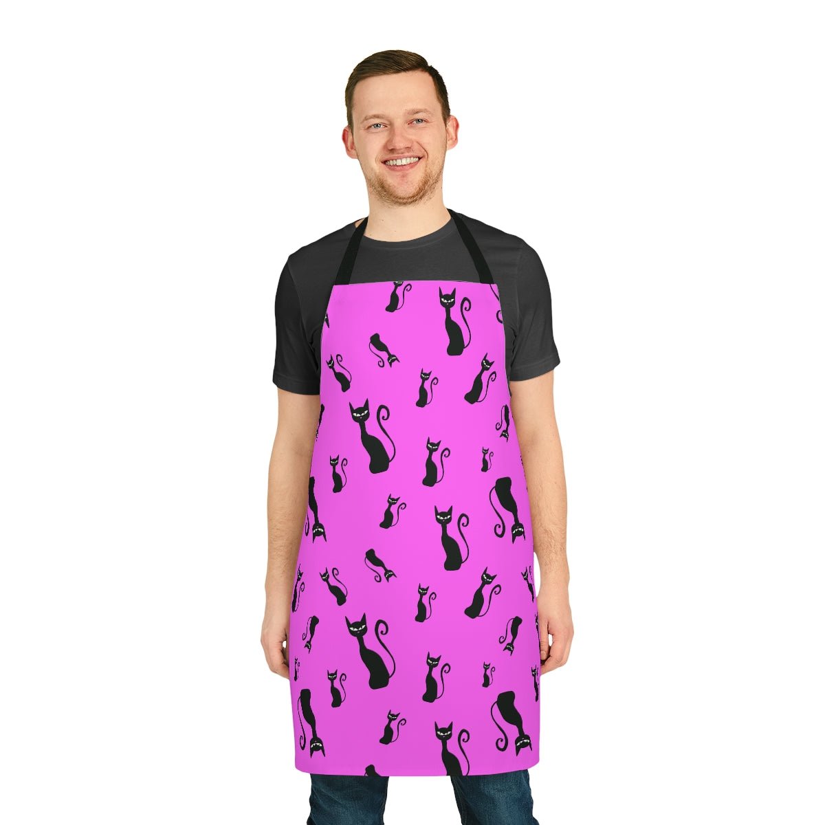 Halloween Black Siamese Cats Apron - Puffin Lime