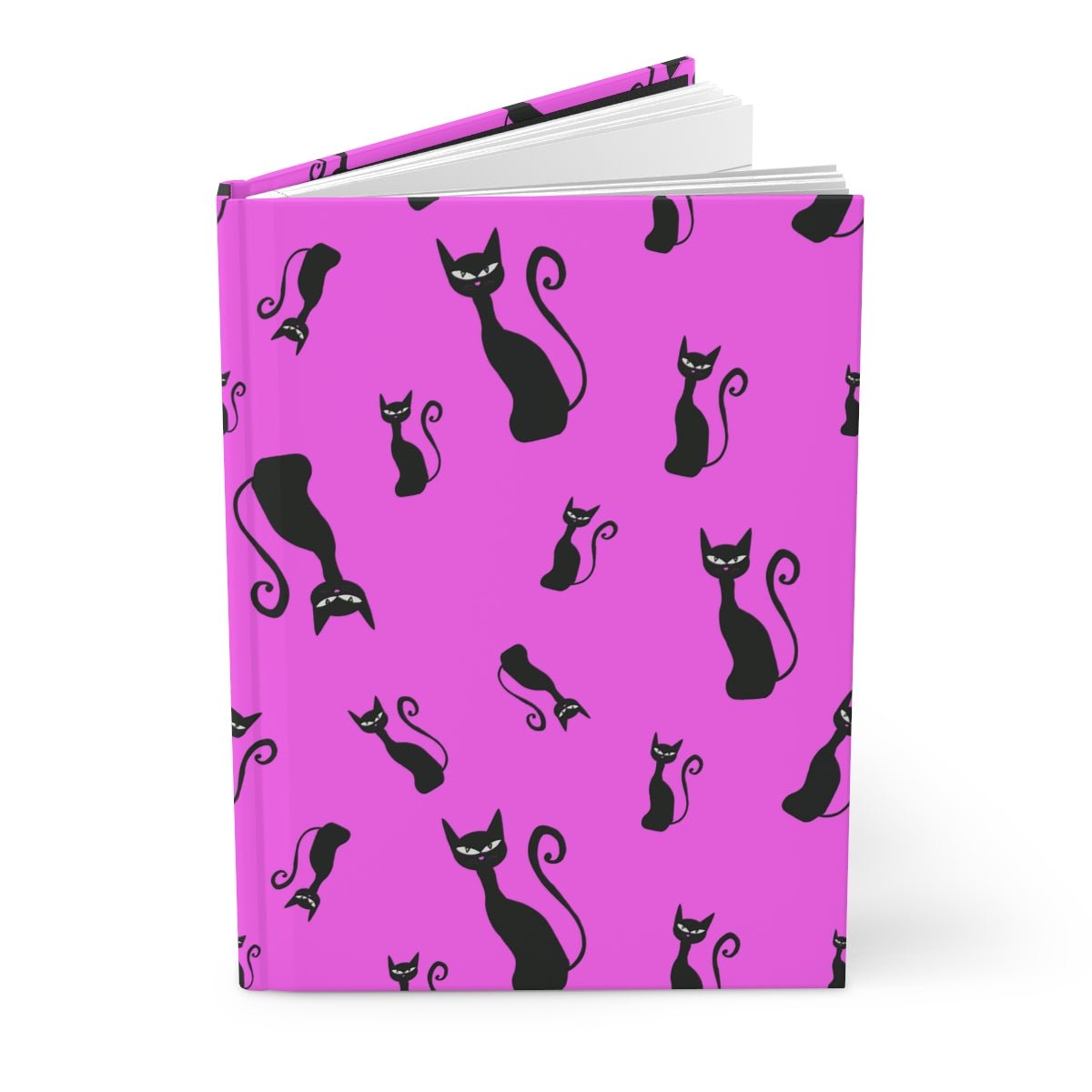 Halloween Black Siamese Cats Hardcover Journal Matte - Puffin Lime