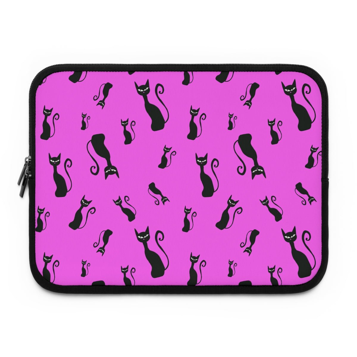 Halloween Black Siamese Cats Laptop Sleeve - Puffin Lime
