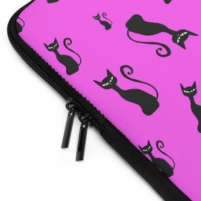Halloween Black Siamese Cats Laptop Sleeve - Puffin Lime