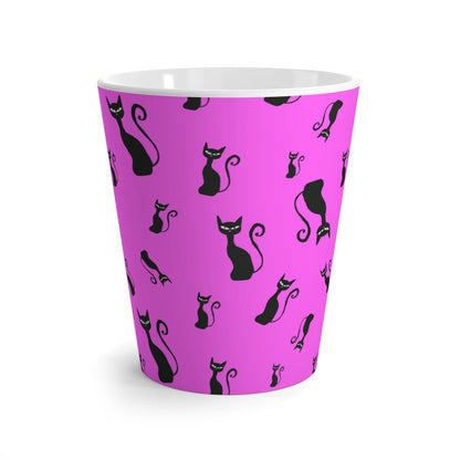Halloween Black Siamese Cats Latte Mug - Puffin Lime