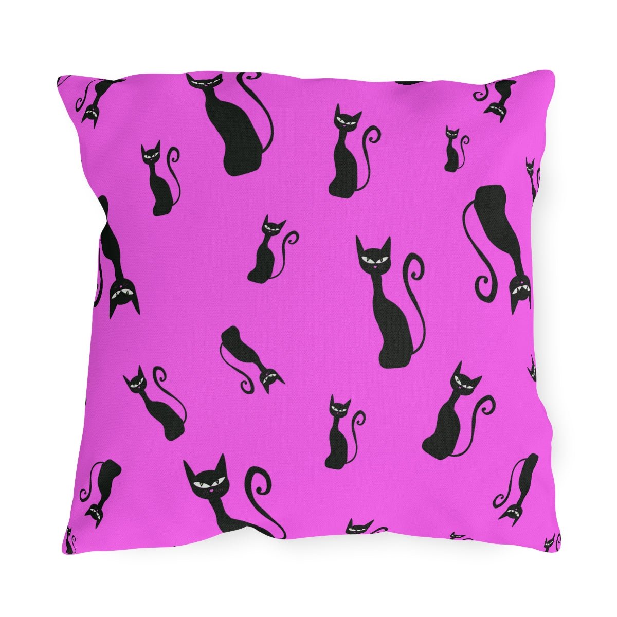 Halloween Black Siamese Cats Outdoor Pillow - Puffin Lime