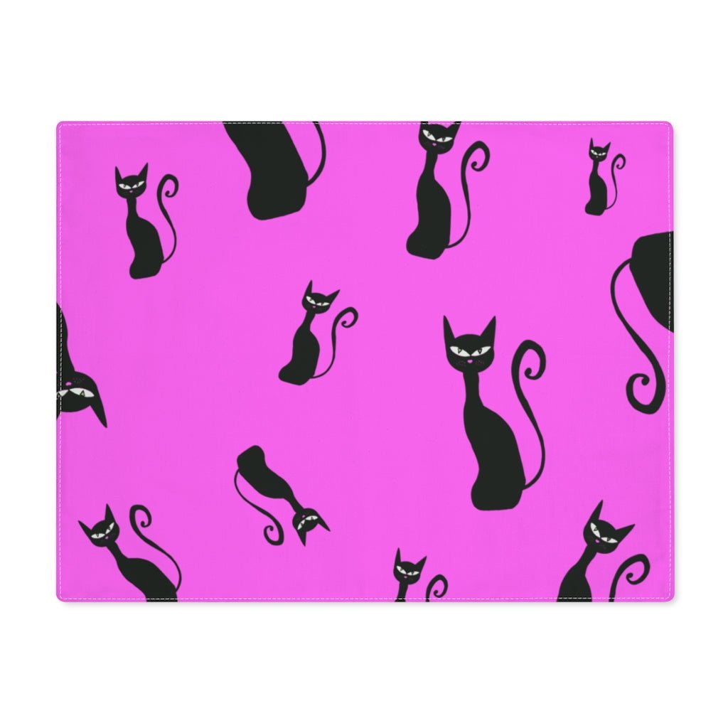 Halloween Black Siamese Cats Placemat - Puffin Lime