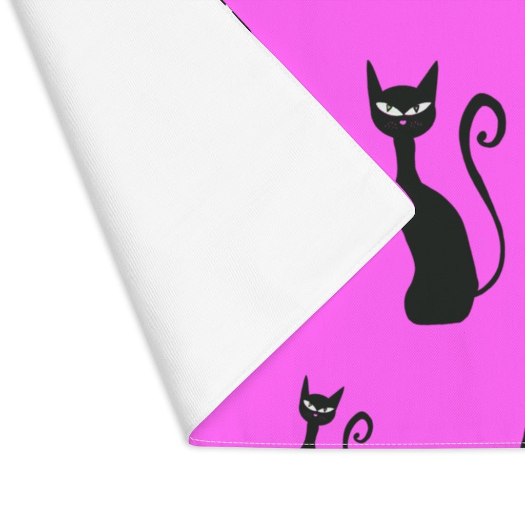 Halloween Black Siamese Cats Placemat - Puffin Lime