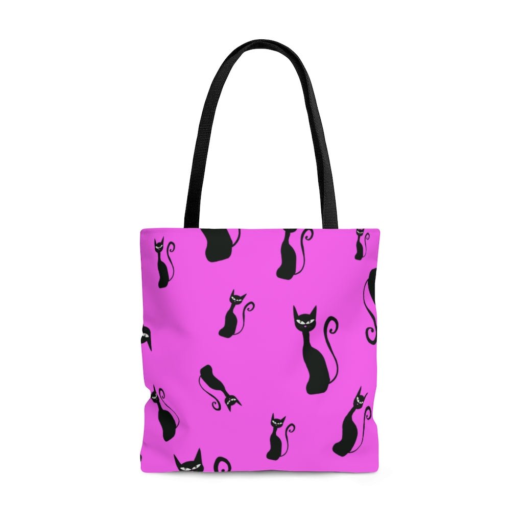 Halloween Black Siamese Cats Tote Bag - Puffin Lime