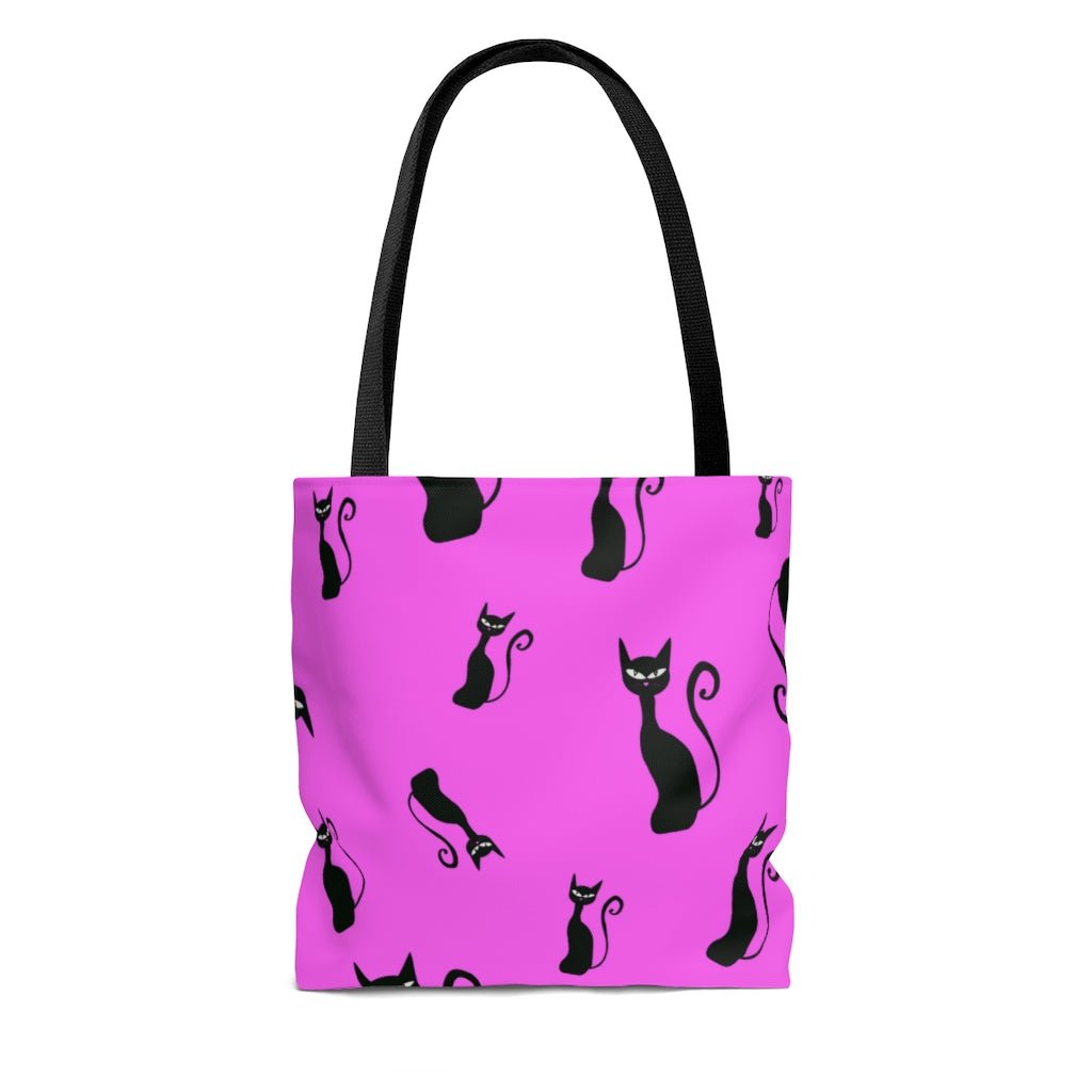 Halloween Black Siamese Cats Tote Bag - Puffin Lime