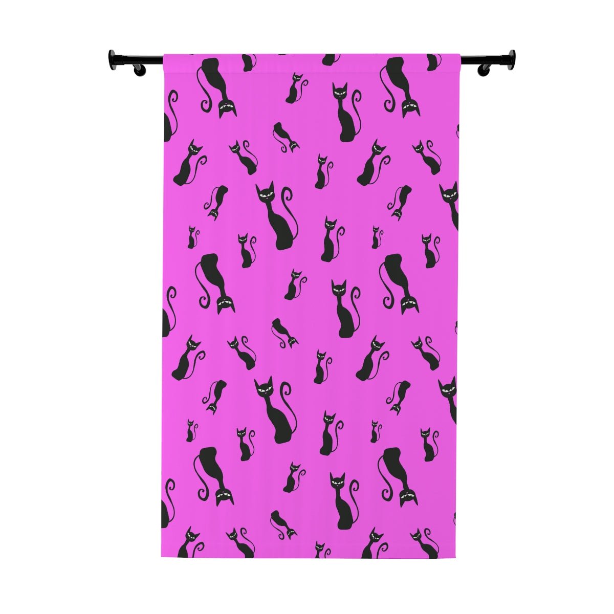 Halloween Black Siamese Cats Window Curtains (1 Piece) - Puffin Lime