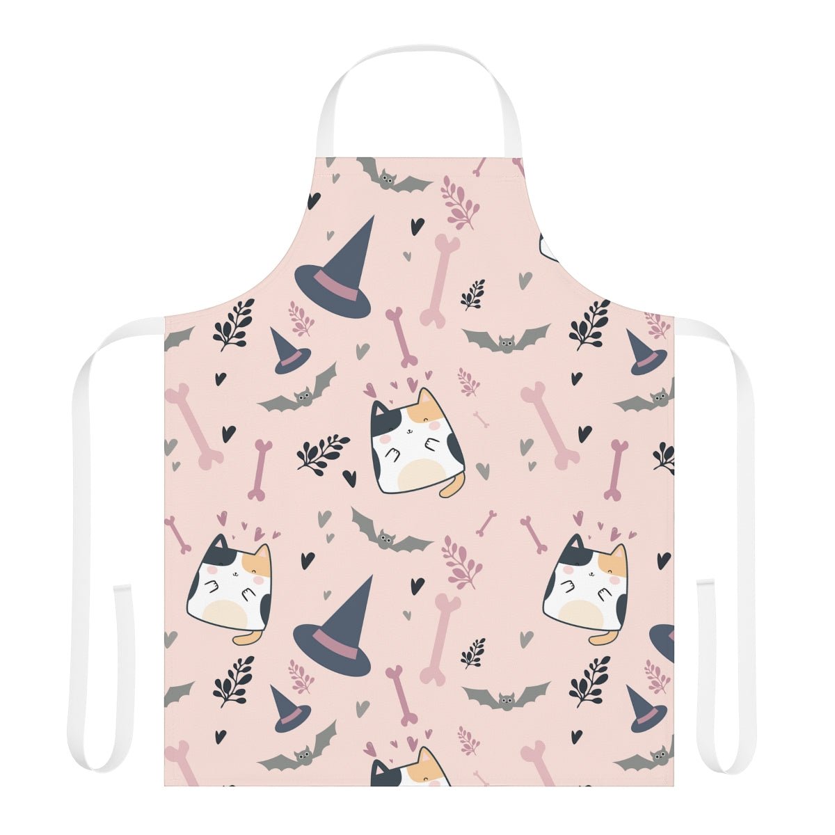 Halloween Cats and Bats Apron - Puffin Lime