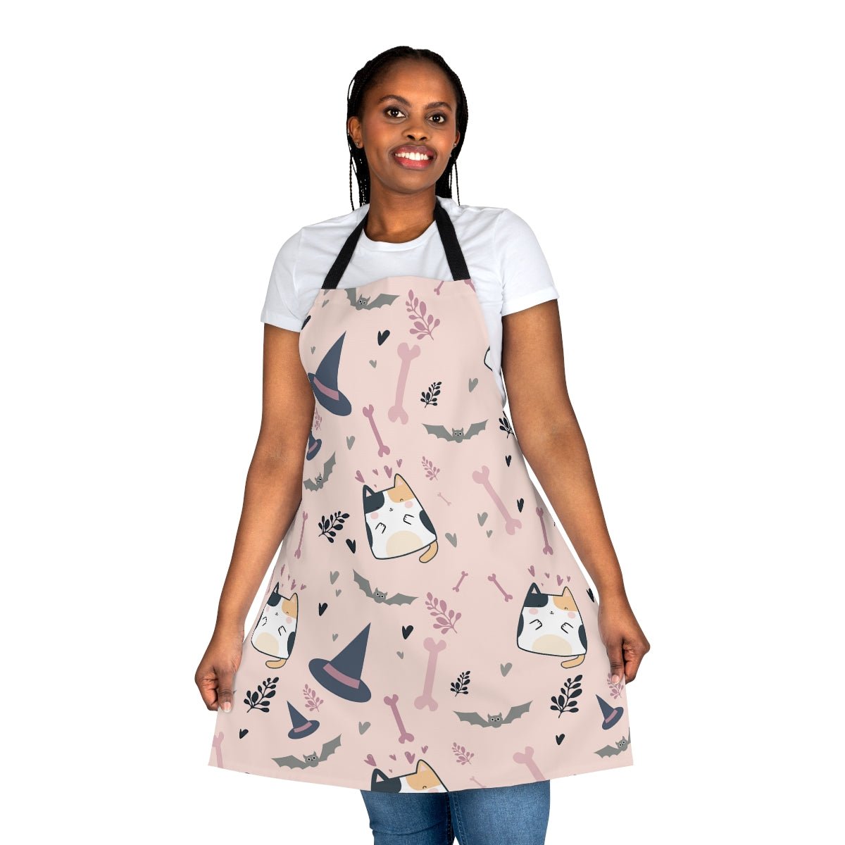 Halloween Cats and Bats Apron - Puffin Lime