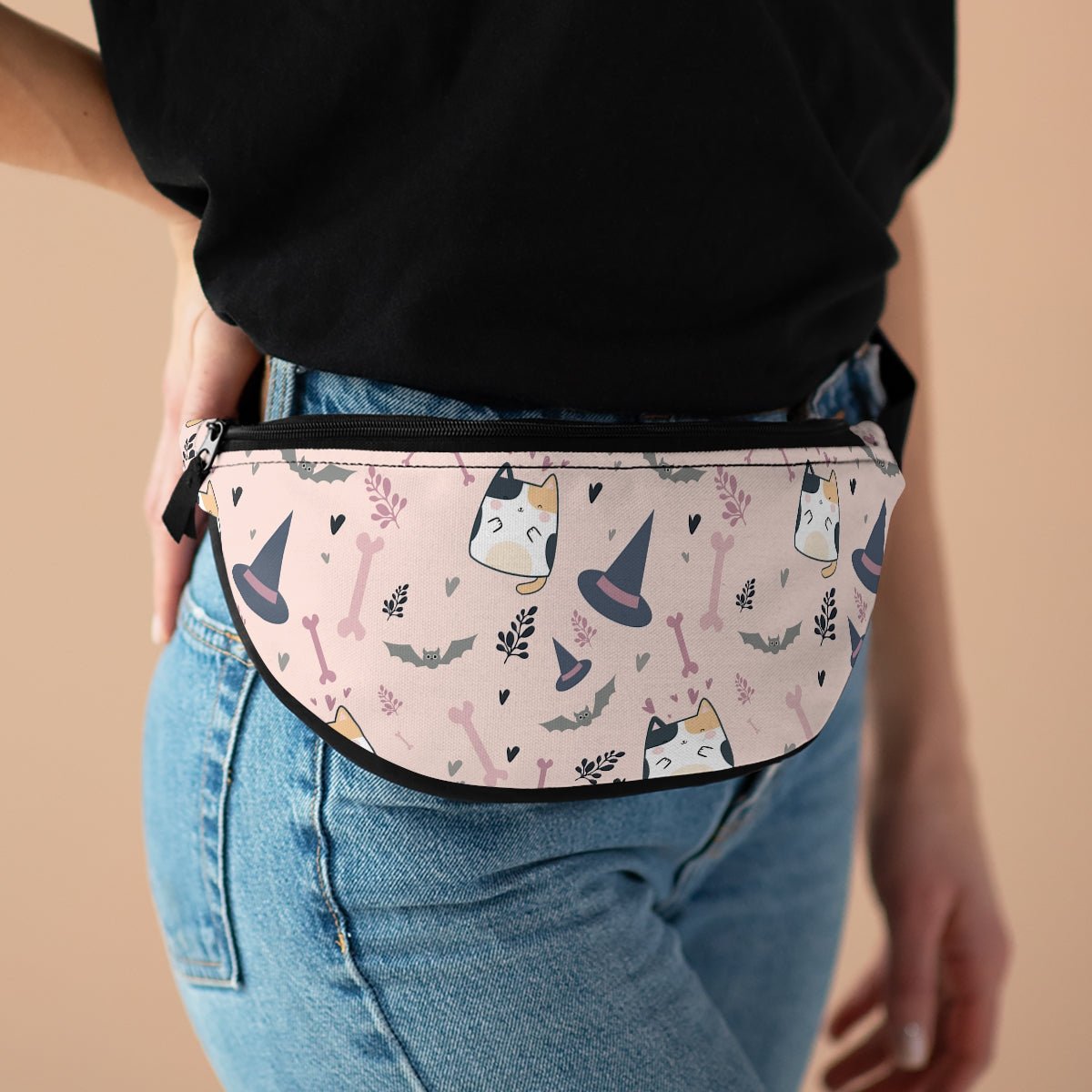 Halloween Cats and Bats Fanny Pack - Puffin Lime