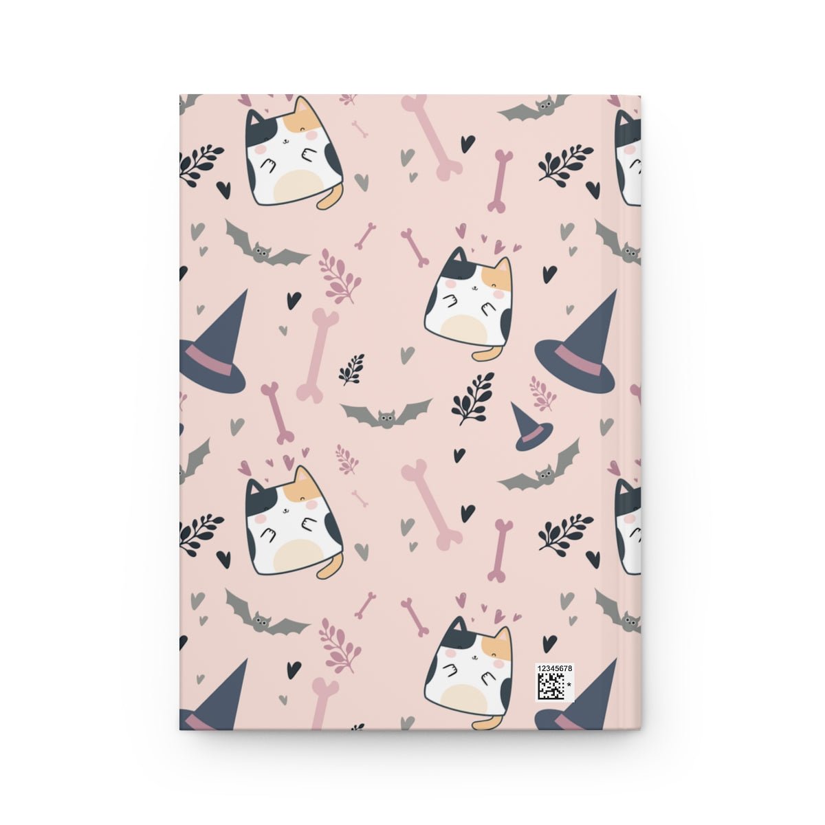 Halloween Cats and Bats Hardcover Journal Matte - Puffin Lime