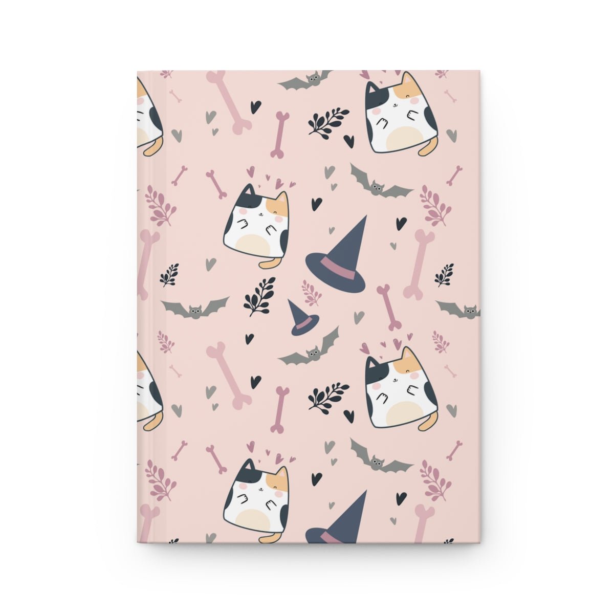 Halloween Cats and Bats Hardcover Journal Matte - Puffin Lime